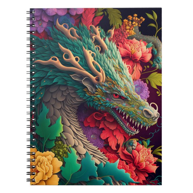 Beautiful Floral Dragon Notebook (Front)