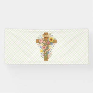 Beautiful floral Easter cross Banner