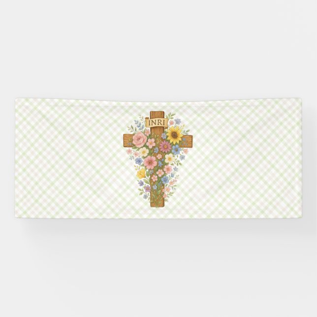 Beautiful floral Easter cross Banner (Horizontal)