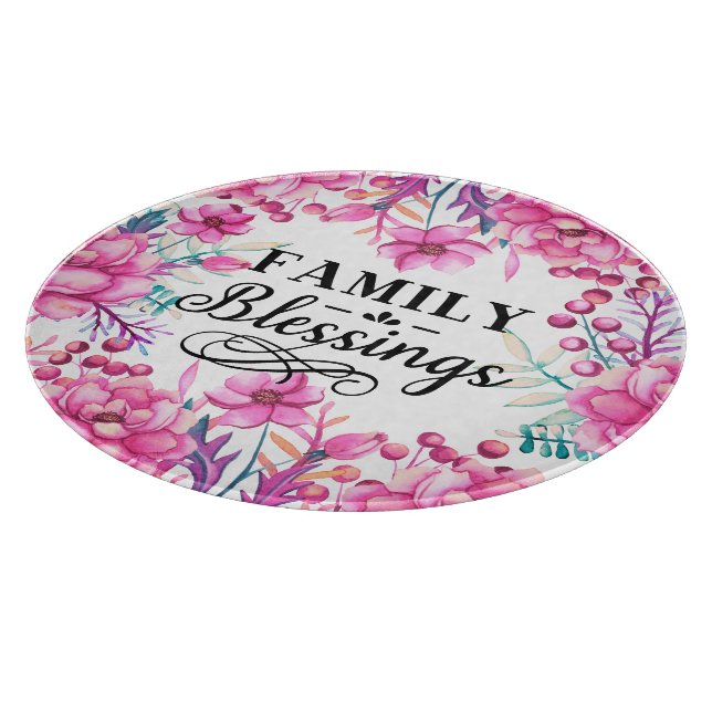 Beautiful Floral/ Family Blessings Cutting Board (Corner)