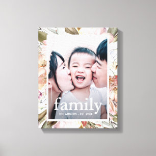 Beautiful Floral Family Typography Photo Canvas Print