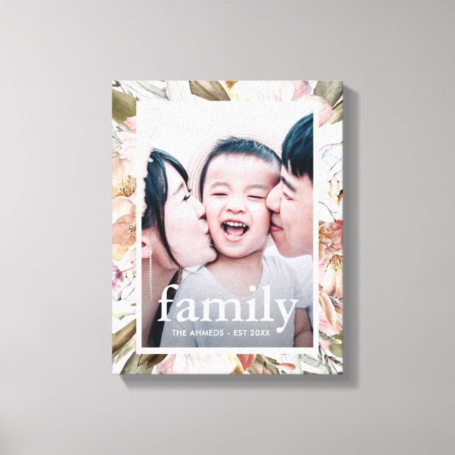 Beautiful Floral Family Typography Photo Canvas Print (Front)
