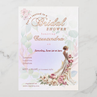 Beautiful Floral Feminine Bridal Shower Invitation