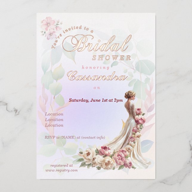 Beautiful Floral Feminine Bridal Shower Invitation (Front)