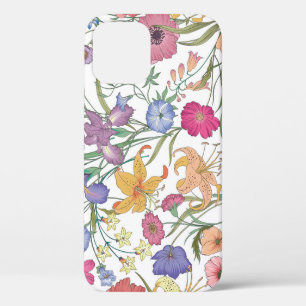 Beautiful Floral Field Vintage Illustration iPhone 12 Case