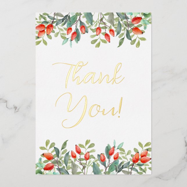 Beautiful Floral Flowers Thank You Greeting Card (Front)