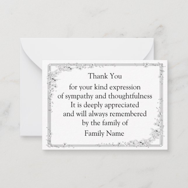 Beautiful Floral Frame Thank You Card (Front)