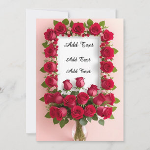 Beautiful Floral Frame with Red Roses Invitation