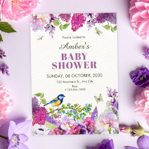 Beautiful floral garden baby shower invitation