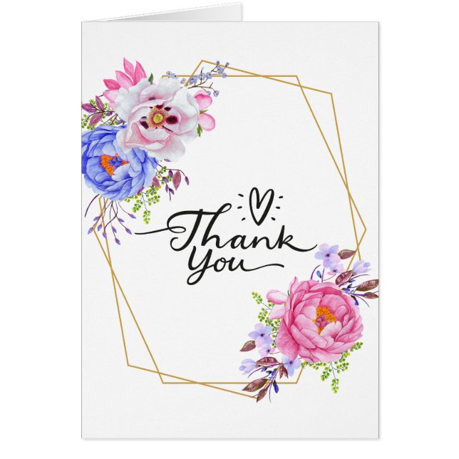 Beautiful Floral Geometric Thank You Card (Front)