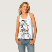 Beautiful Floral Girl With Red Lips Tank Top (Front Full)