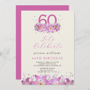 Beautiful Floral Glitter Birthday Invitation