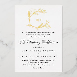 Beautiful Floral GOLD Monogram Sketched Wedding