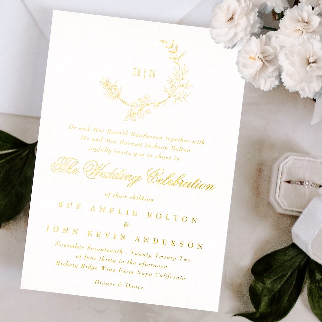 Beautiful Floral GOLD Monogram Sketched Wedding (Creator Uploaded)