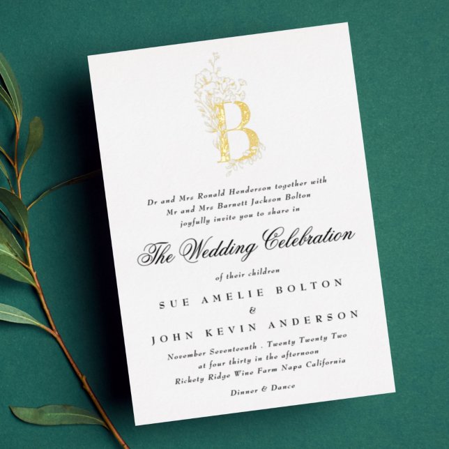 Beautiful Floral GOLD Monogram Sketched Wedding (Creator Uploaded)