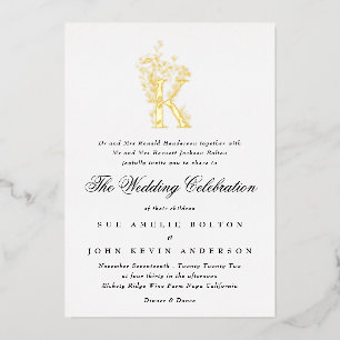 Beautiful Floral GOLD Monogram Sketched Wedding Fo