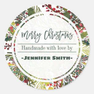 Beautiful Floral Handmade With Love Classic Round Sticker