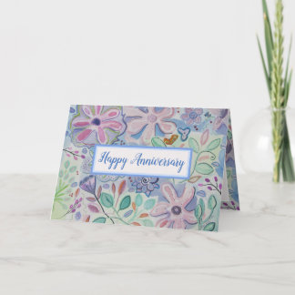 Beautiful Floral Happy Anniversary Card