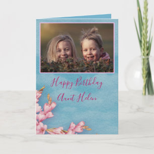 Beautiful Floral Happy Birthday Aunt Photo Card