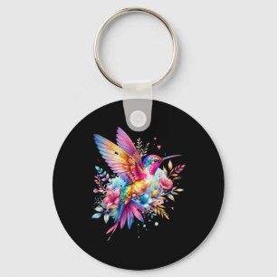 Beautiful Floral Hummingbird Spiritual Tie-dye Ear Key Ring