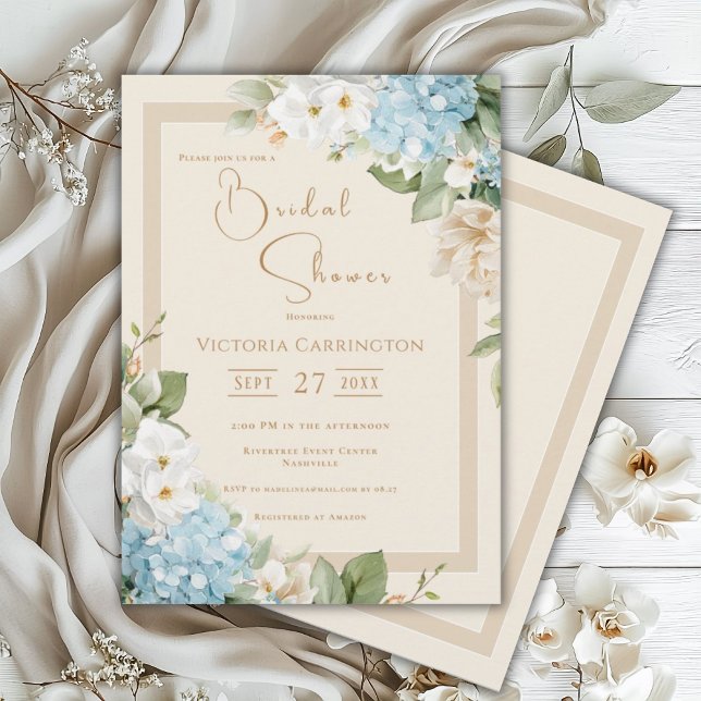 Beautiful Floral Hydrangea Bridal Shower Invitation (Creator Uploaded)