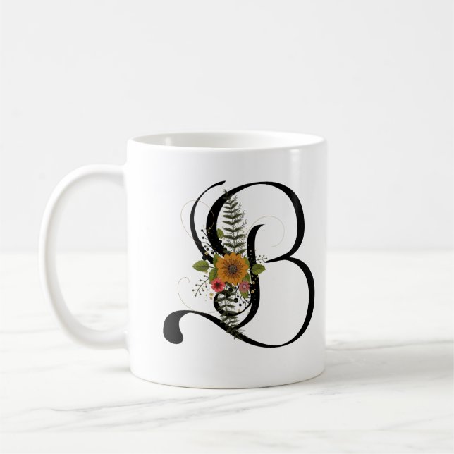 beautiful floral letter B Coffee Mug (Left)