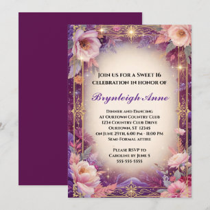 Beautiful Floral Magic Teen Girls' Birthday Invitation