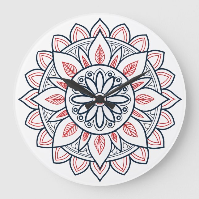 Beautiful Floral Mandala – Colouring & Graphic Art Large Clock (Front)