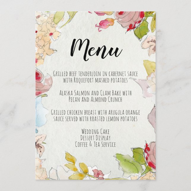 BEAUTIFUL FLORAL MENU CARD (Front)