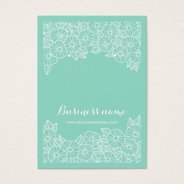 Beautiful Floral Mint Background Earring Cards (Front)