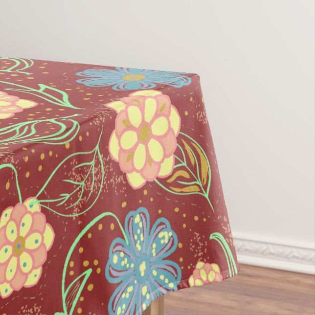 Beautiful floral modern pattern - red tablecloth (In Situ)