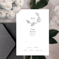 Beautiful Floral Monogram Sketched Wreath Wedding 