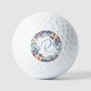 Beautiful Floral Monogrammed  Golf Balls