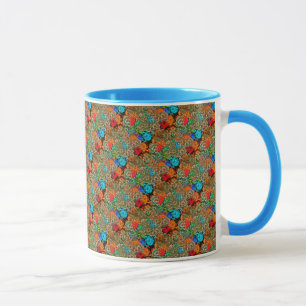 Beautiful Floral Multicolored Pattern Red Blue Mug