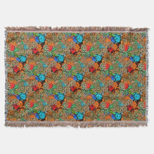 Beautiful Floral Multicolored Pattern Red Blue  Throw Blanket (Front)