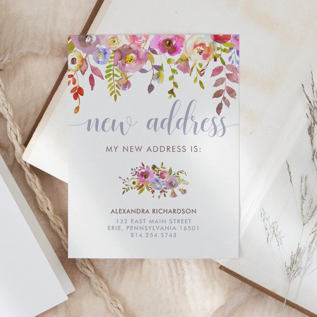 Beautiful Floral | New Address Moving Announcement Postcard (Creator Uploaded)