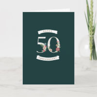 Beautiful Floral Numerals 50th Anniversary Card