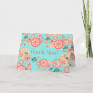 Beautiful Floral Ornament Peach Garden Flowers Thank You Card