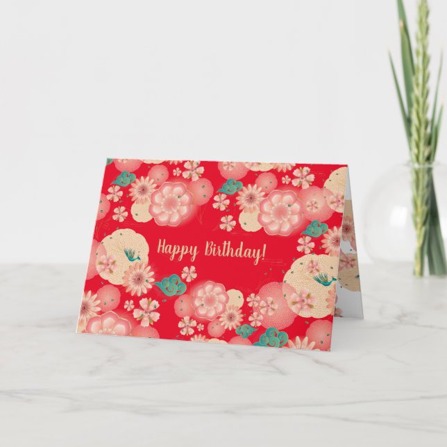 Beautiful Floral Ornaments Pink Garden Flowers Thank You Card (Front)