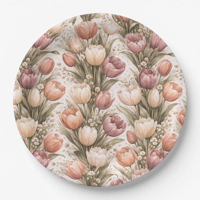 Beautiful Floral Paper Plate (Front)