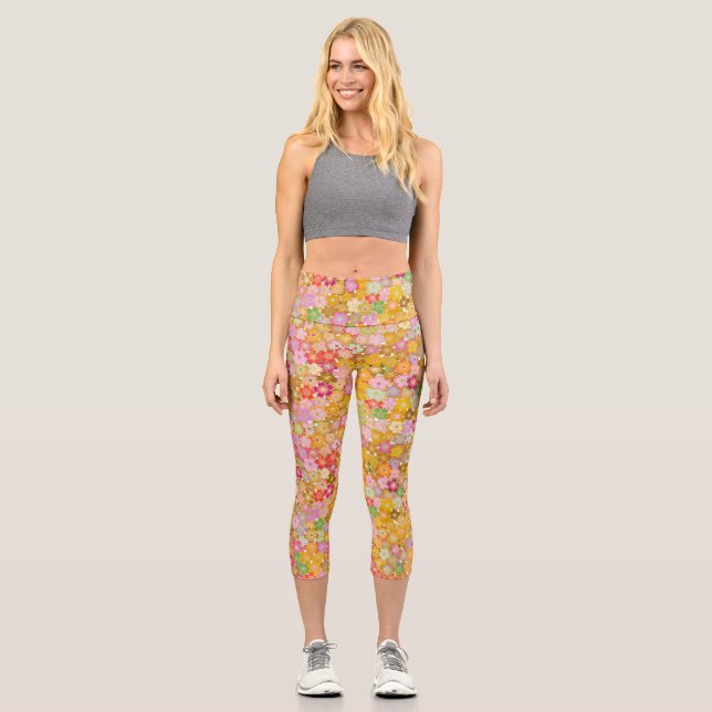 beautiful floral pattern  capri leggings (Front)