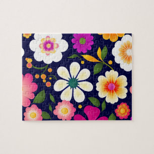 Beautiful Floral Pattern Cute Colourful Flowers Jigsaw Puzzle