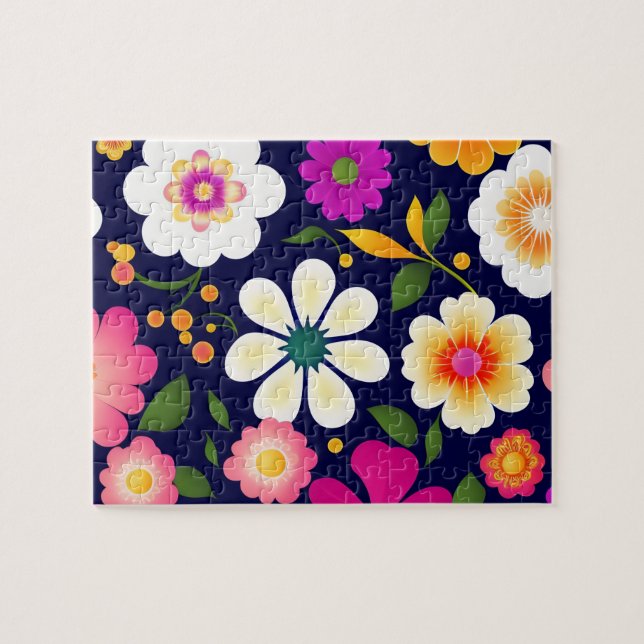 Beautiful Floral Pattern Cute Colourful Flowers Jigsaw Puzzle (Horizontal)