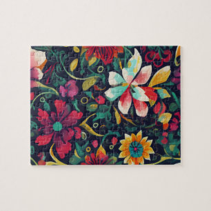 Beautiful Floral Pattern Cute Vintage Flowers Jigsaw Puzzle
