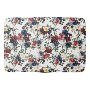 Beautiful Floral Pattern Flowers Blue Red Yellow  Bath Mat