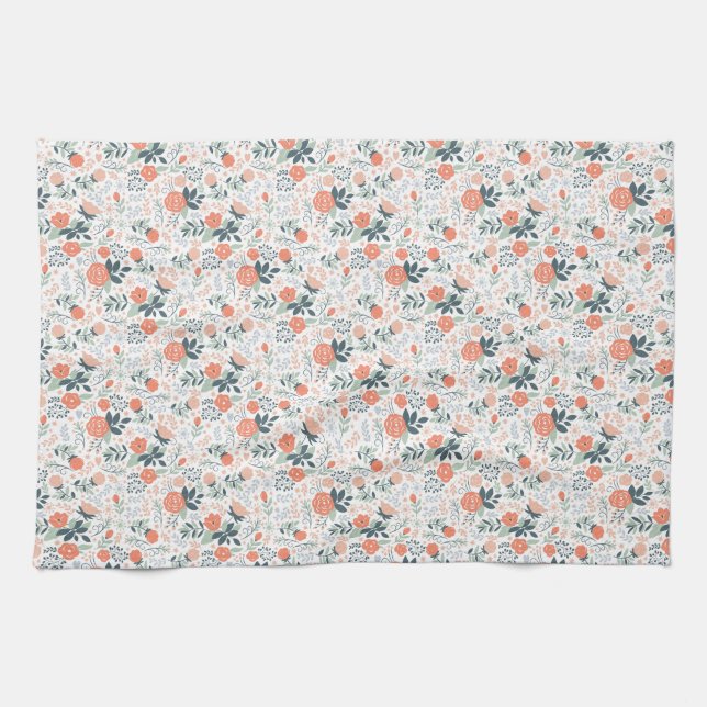 Beautiful Floral Pattern Girly Tea Towel (Horizontal)