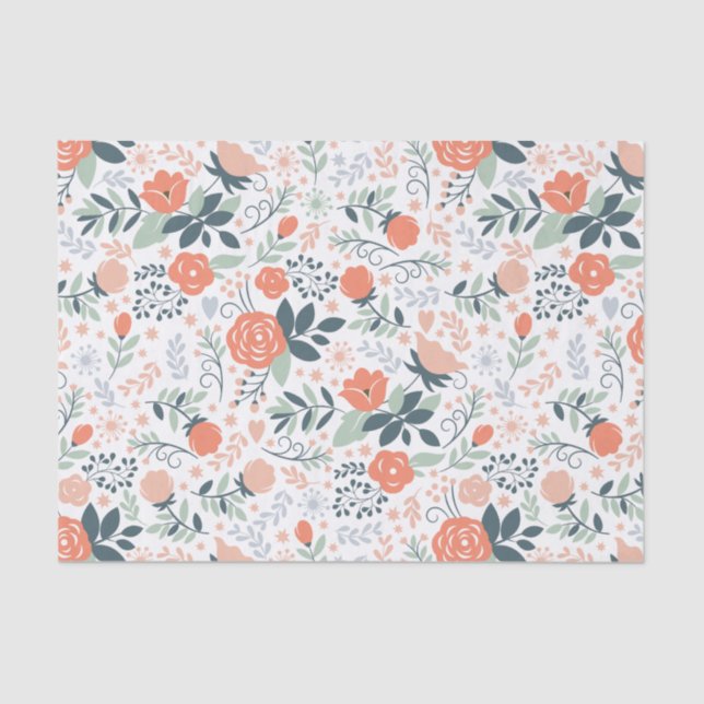 Beautiful Floral Pattern Girly Tissue Paper (Front)