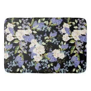 Beautiful Floral Pattern Lilac Roses Foliage  Bath Mat