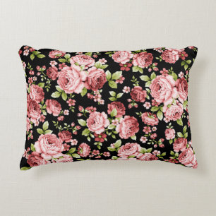 Beautiful Floral Pattern Roses with Green Foliage Decorative Cushion