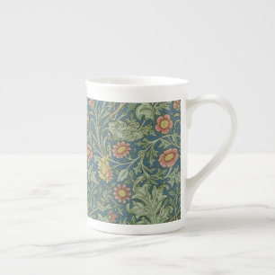 Beautiful Floral Pattern William Morris Green Pink Bone China Mug